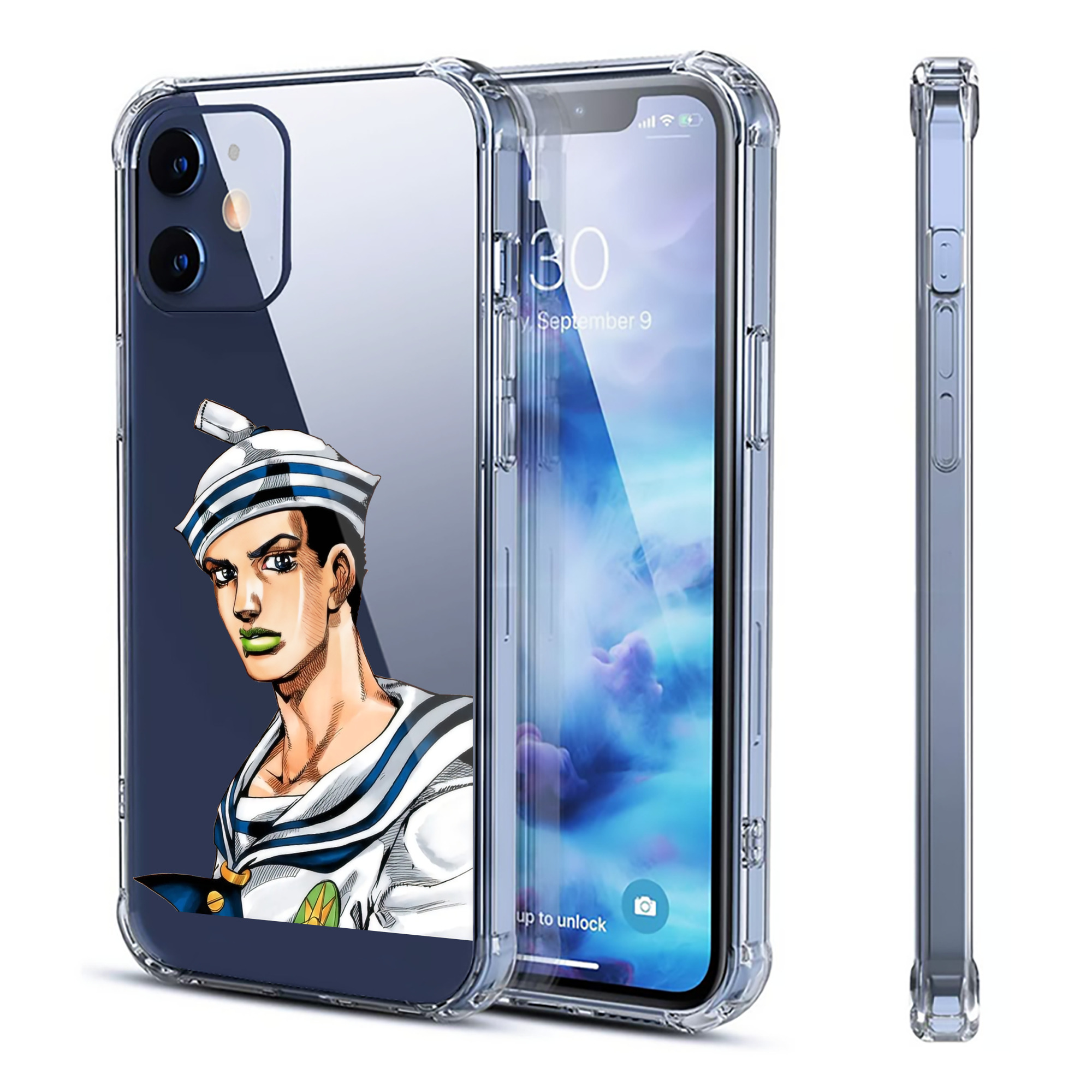 （画像用） ジョジョの奇妙な冒険 東方定助 JoJo's Bizarre Adventure Higashikata Josuke 【iPhone 12シリーズ対応】透明スマホケース（クリアソフトケース）